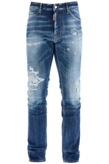 dsquared2 navy blue jeans in cotton vintage effect