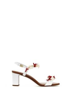 dolce &amp; gabbana &quot;nappa sandals with coral embellishments