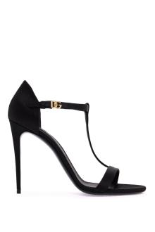 dolce &amp; gabbana satin t-bar sandals in