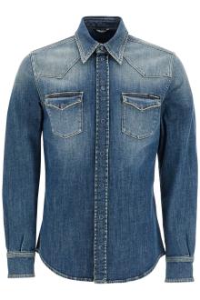 dolce &amp; gabbana denim stretch shirt for men