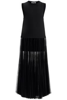 jil sander layered dress with pleated skirt