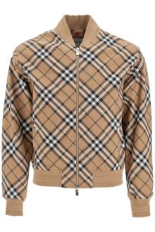 burberry ered harrington jacket in wool blend