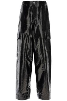 alexander mcqueen cargo canvas tarred trousers in