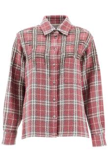 golden goose tweed overshirt with applique