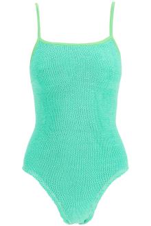 reina olga high-waisted neon green one-piece swimsuit with adjustable straps