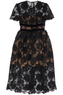 self portrait midi lace dress with bows