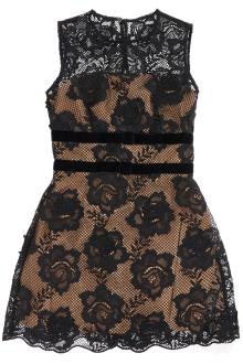 self portrait lace mini dress with bows