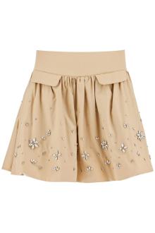 self portrait &#039;poplin mini skirt with crystal