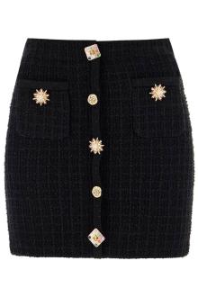 self portrait &quot;knitted mini skirt with jewel buttons