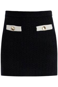 self portrait alpaca knit mini skirt