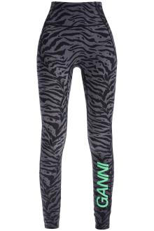 ganni animal print sports leggings