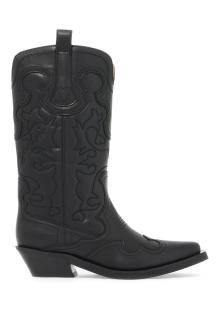 ganni embroidered western boots