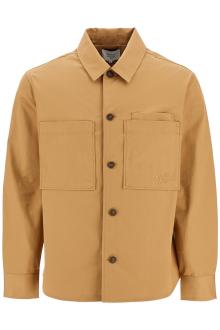 maison kitsune minimalist beige chino cotton shirt with buttons and applied pockets