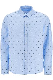 maison kitsune light blue casual cotton shirt with print