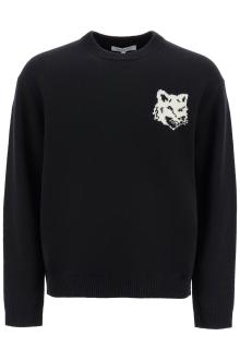 maison kitsune fox head wool sweater