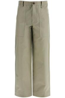 maison kitsune gray cotton wide leg work pants