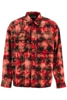 palm angels &#039;flannel shirt with curved logo