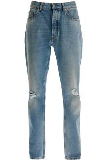 palm angels straight leg monogram print jeans