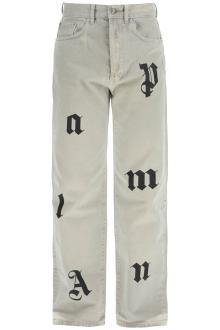 palm angels loose printed detail jeans with eight