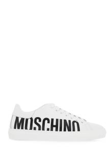 moschino leather sneakers with logo print