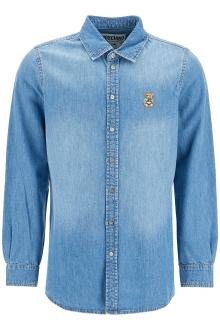 moschino denim shirt with patch details