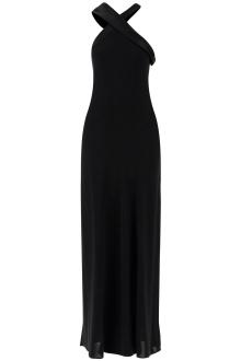 max mara studio maxi dress with satin neckline &#039;anta