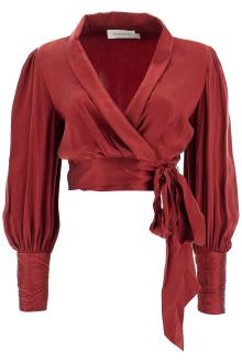 zimmermann silk cropped blouse in a